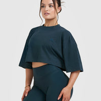 Classic Relaxed Crop Lightweight T-Shirt | Oil Blue