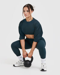Classic Relaxed Crop Lightweight T-Shirt | Oil Blue