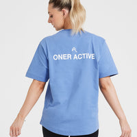 Graphic Oversized Short Sleeve Tee | Washed Light Denim