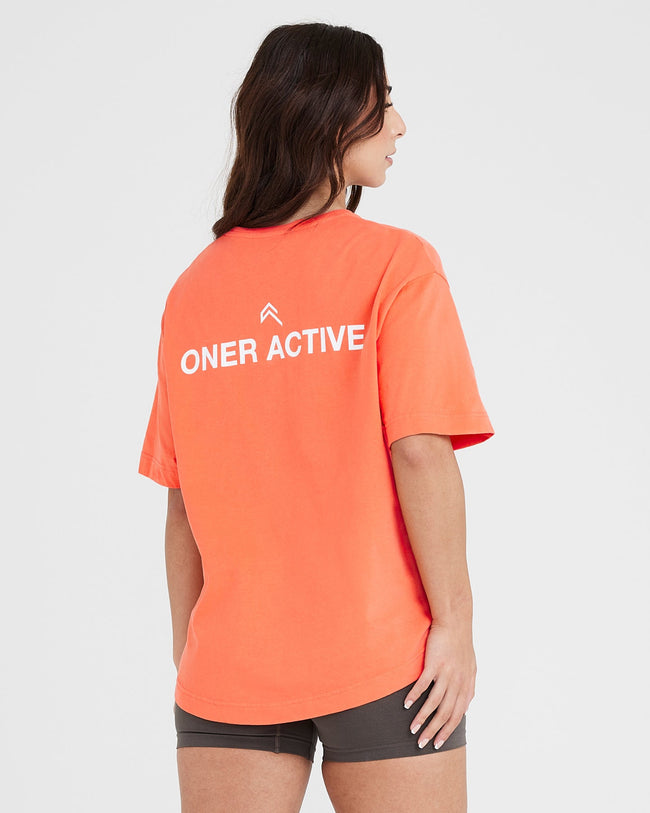 Graphic Oversized Short Sleeve Tee | Washed Peach Blossom