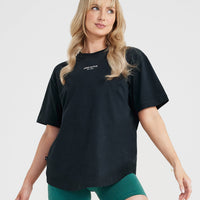 Graphic Oversized Short Sleeve Tee | Washed Black