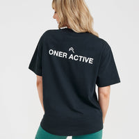 Graphic Oversized Short Sleeve Tee | Washed Black