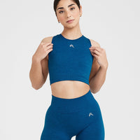 Classic Seamless 2.0 Crop Top | Petrol Blue Marl