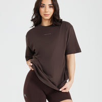 Classic Mirror Graphic Oversized T-Shirt | Washed 70% Cocoa