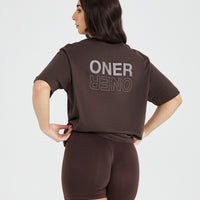 Classic Mirror Graphic Oversized T-Shirt | Washed 70% Cocoa