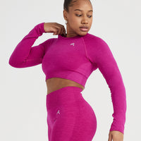 Classic Seamless 2.0 Long Sleeve Crop Top | Fuchsia Marl