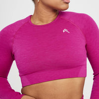 Classic Seamless 2.0 Long Sleeve Crop Top | Fuchsia Marl