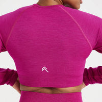 Classic Seamless 2.0 Long Sleeve Crop Top | Fuchsia Marl