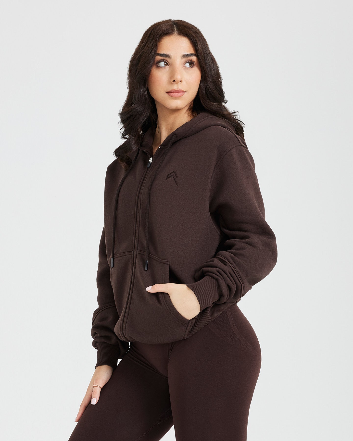 Classic Lounge Oversized Zip Through Hoodie | 70% Cocoa