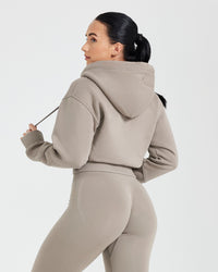 Classic Lounge Cropped Zip Through Hoodie | Minky