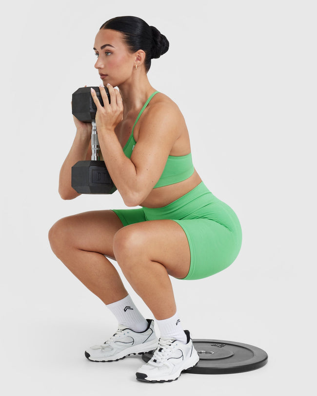 Effortless Seamless Cycling Shorts with White Logo | Jade