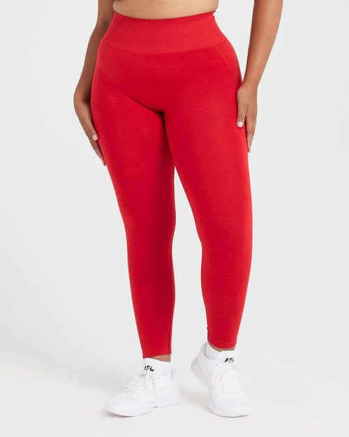 Oner Modal Effortless Seamless Leggings with White Logo | Spicy Red