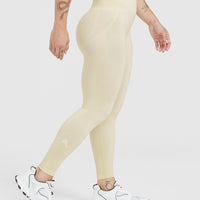 Effortless Seamless Leggings with White Logo | Vanilla