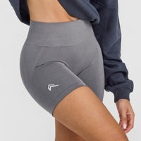 Effortless Seamless Shorts with White Logo | Ash Grey
