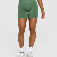 Effortless Seamless Shorts with White Logo | Forest Green