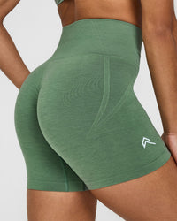 Effortless Seamless Shorts with White Logo | Forest Green
