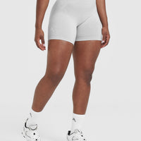 Effortless Seamless Shorts with White Logo | Grey Marl