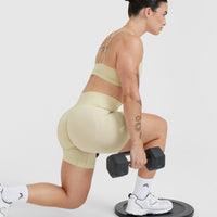 Effortless Seamless Shorts with White Logo | Vanilla