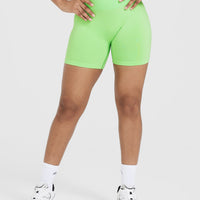 Effortless Seamless Shorts with White Logo | Apple Green
