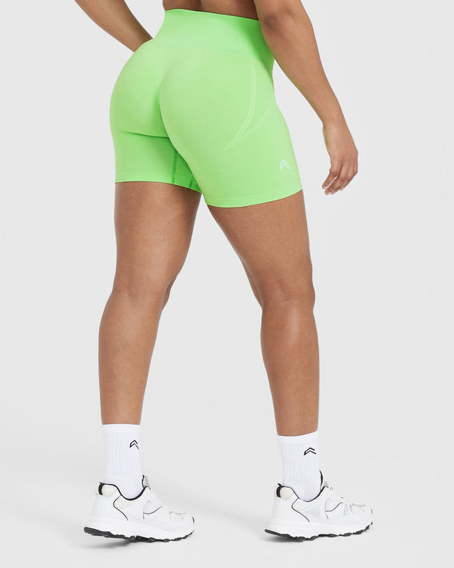 Effortless Seamless Shorts with White Logo | Apple Green