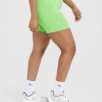 Effortless Seamless Shorts with White Logo | Apple Green