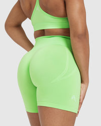 Effortless Seamless Shorts with White Logo | Apple Green