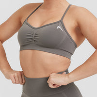 Effortless Strappy Bralette with White Logo | Ash Grey