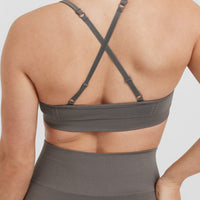 Effortless Strappy Bralette with White Logo | Ash Grey