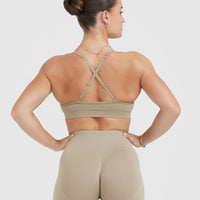 Effortless Strappy Bralette with White Logo | Washed Sandstone