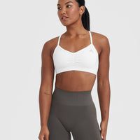 Effortless Strappy Bralette with White Logo | White