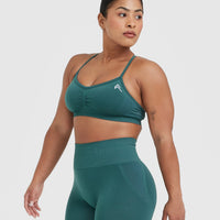 Effortless Strappy Bralette with White Logo | Marine Teal