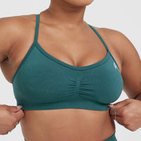 Effortless Strappy Bralette with White Logo | Marine Teal
