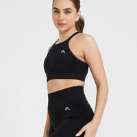 Effortless Seamless High Neck Bralette | Black