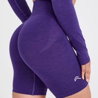 Effortless Seamless Cycling Shorts with White Logo | Amethyst