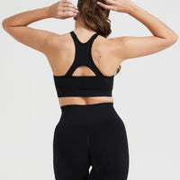 Effortless Seamless High Neck Bralette | Black