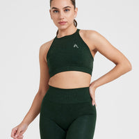 Effortless Seamless High Neck Bralette with White Logo | Evergreen