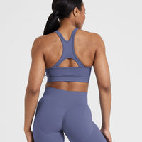 Effortless Seamless High Neck Bralette | Slate Blue