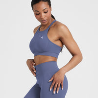 Effortless Seamless High Neck Bralette | Slate Blue