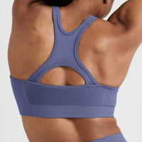 Effortless Seamless High Neck Bralette | Slate Blue
