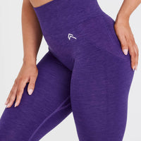 Effortless Seamless Leggings with White Logo | Amethyst