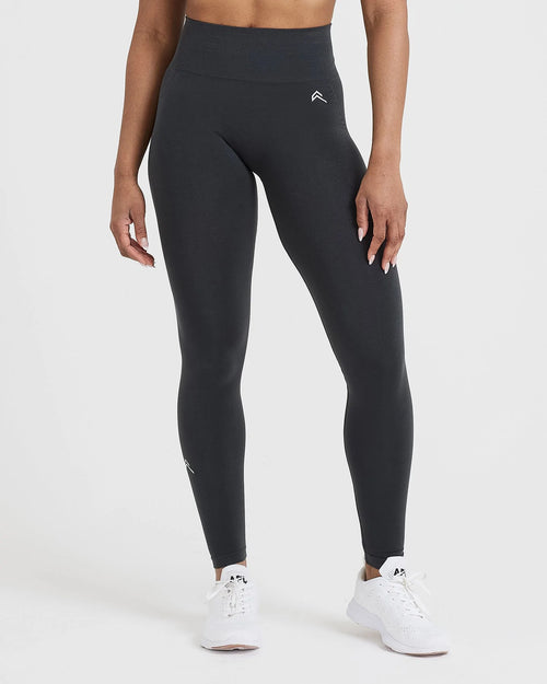 Oner Modal Effortless Seamless Leggings with White Logo | Coal