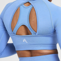 Effortless Seamless Long Sleeve Crop Top | Light Denim