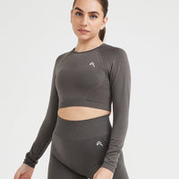 Effortless Seamless Long Sleeve Crop Top | Deep Taupe