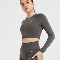 Effortless Seamless Long Sleeve Crop Top | Deep Taupe
