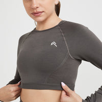 Effortless Seamless Long Sleeve Crop Top | Deep Taupe