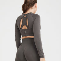 Effortless Seamless Long Sleeve Crop Top | Deep Taupe