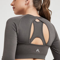 Effortless Seamless Long Sleeve Crop Top | Deep Taupe