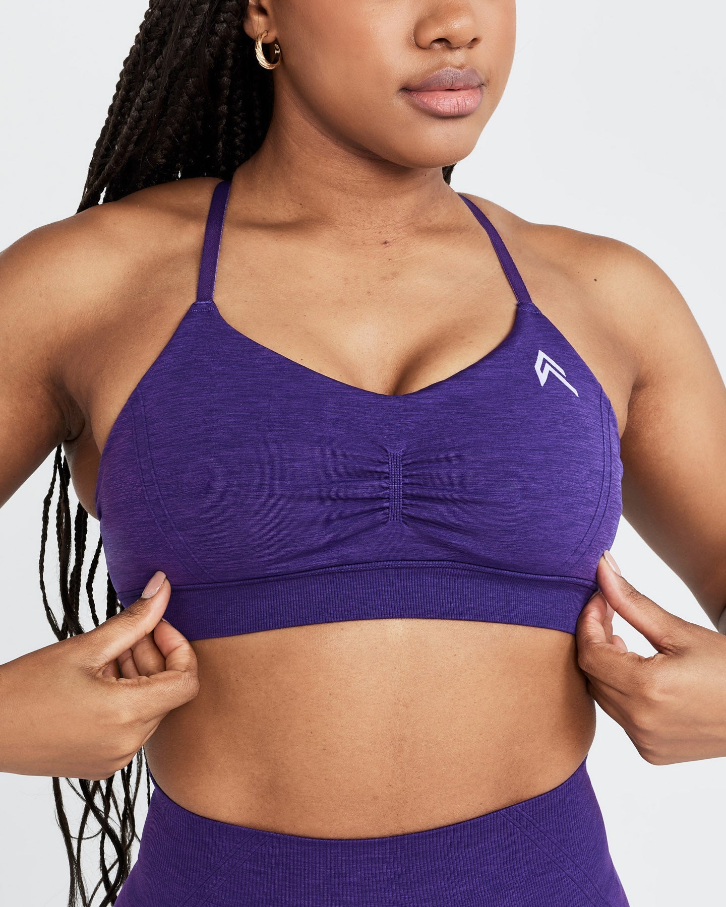 Effortless Micro Bralette with White Logo | Amethyst