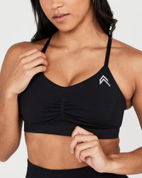 Effortless Micro Bralette with White Logo | Black