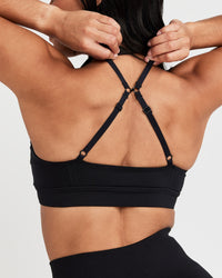 Effortless Micro Bralette with White Logo | Black